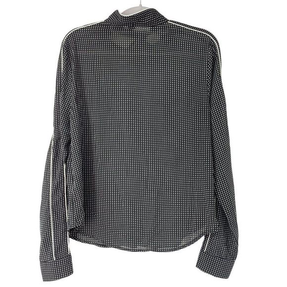 Womens Forever 21 Tie Neck Dot Blouse Size M Black Black EUC Long Sleeve 5075 - Picture 3 of 6